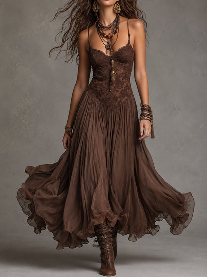 Abito Elegante in Pizzo e Chiffon