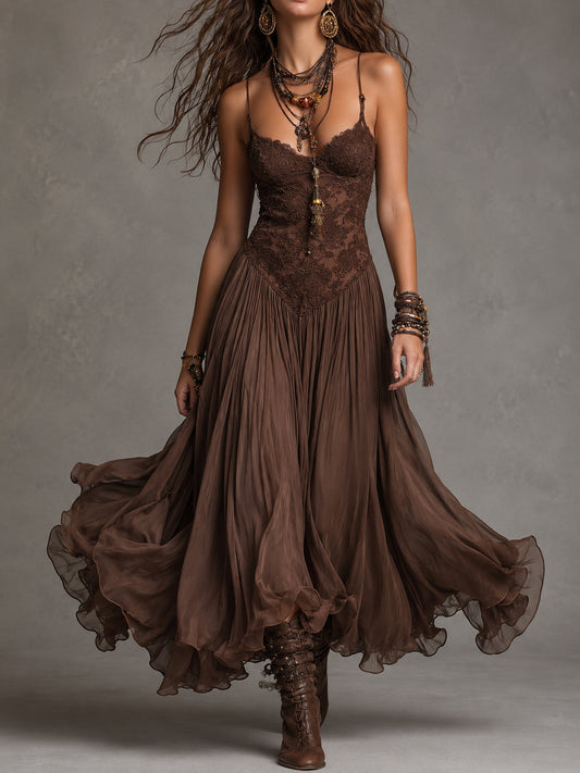 Abito Elegante in Pizzo e Chiffon