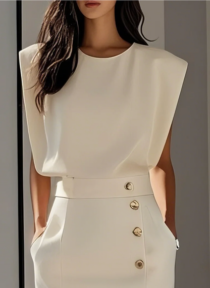 Sophie - Elegante Abito midi aderente con bottoni dorati