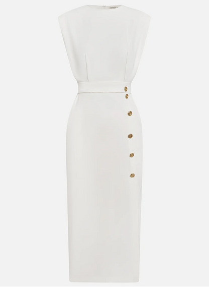 Sophie - Elegante Abito midi aderente con bottoni dorati