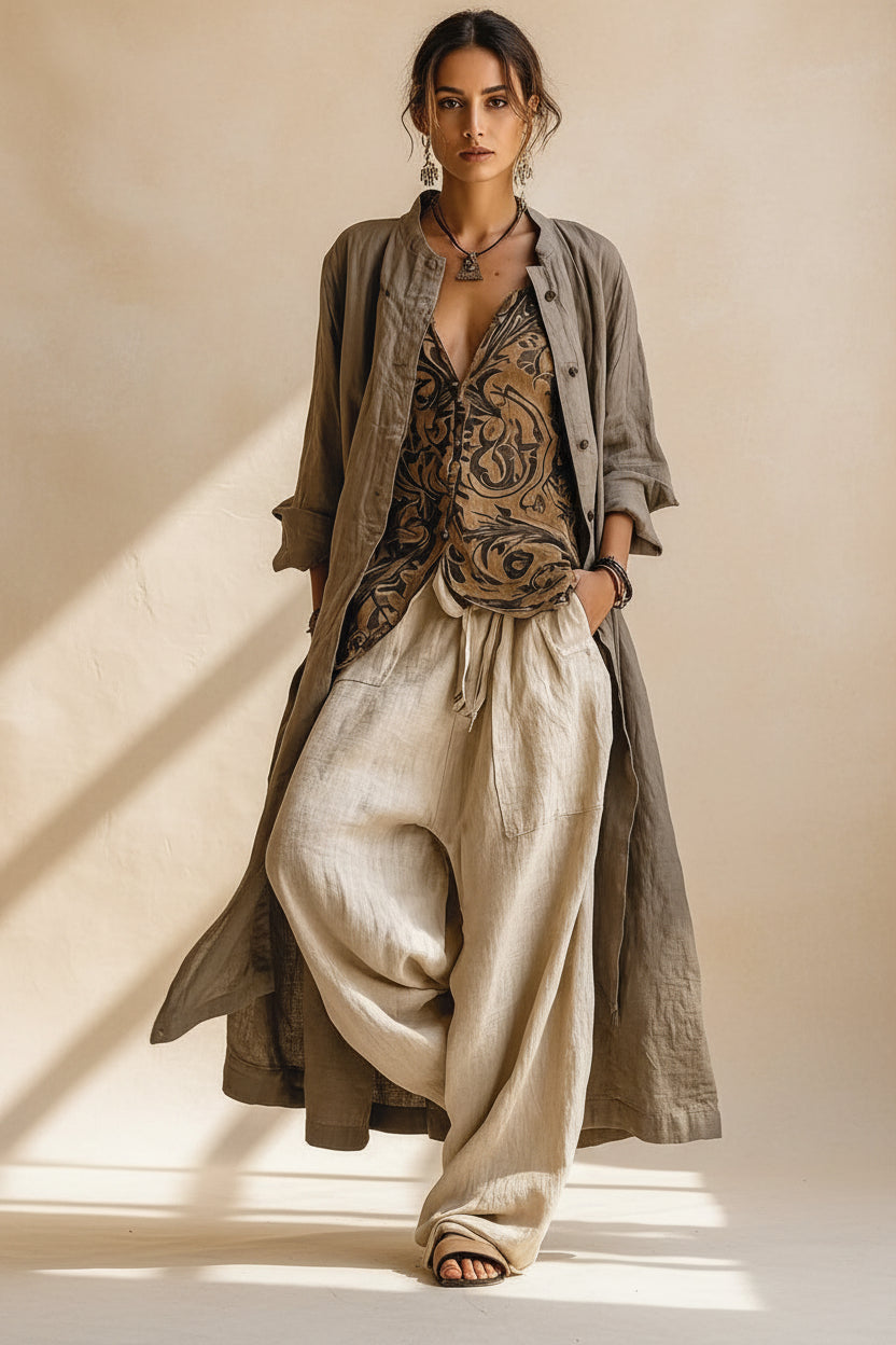 Conjunto Patricia Natural - Sofisticato Set di Tre Pezzi