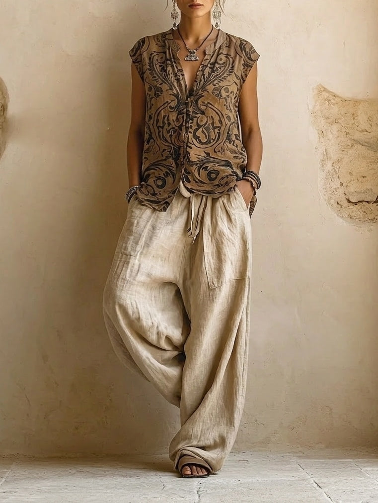 Conjunto Patricia Natural - Sofisticato Set di Tre Pezzi