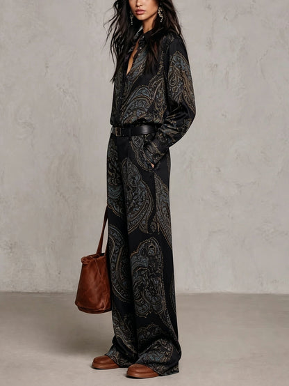 Completo Satin Paisley Borgogna