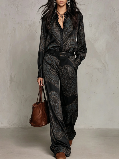 Completo Satin Paisley Borgogna