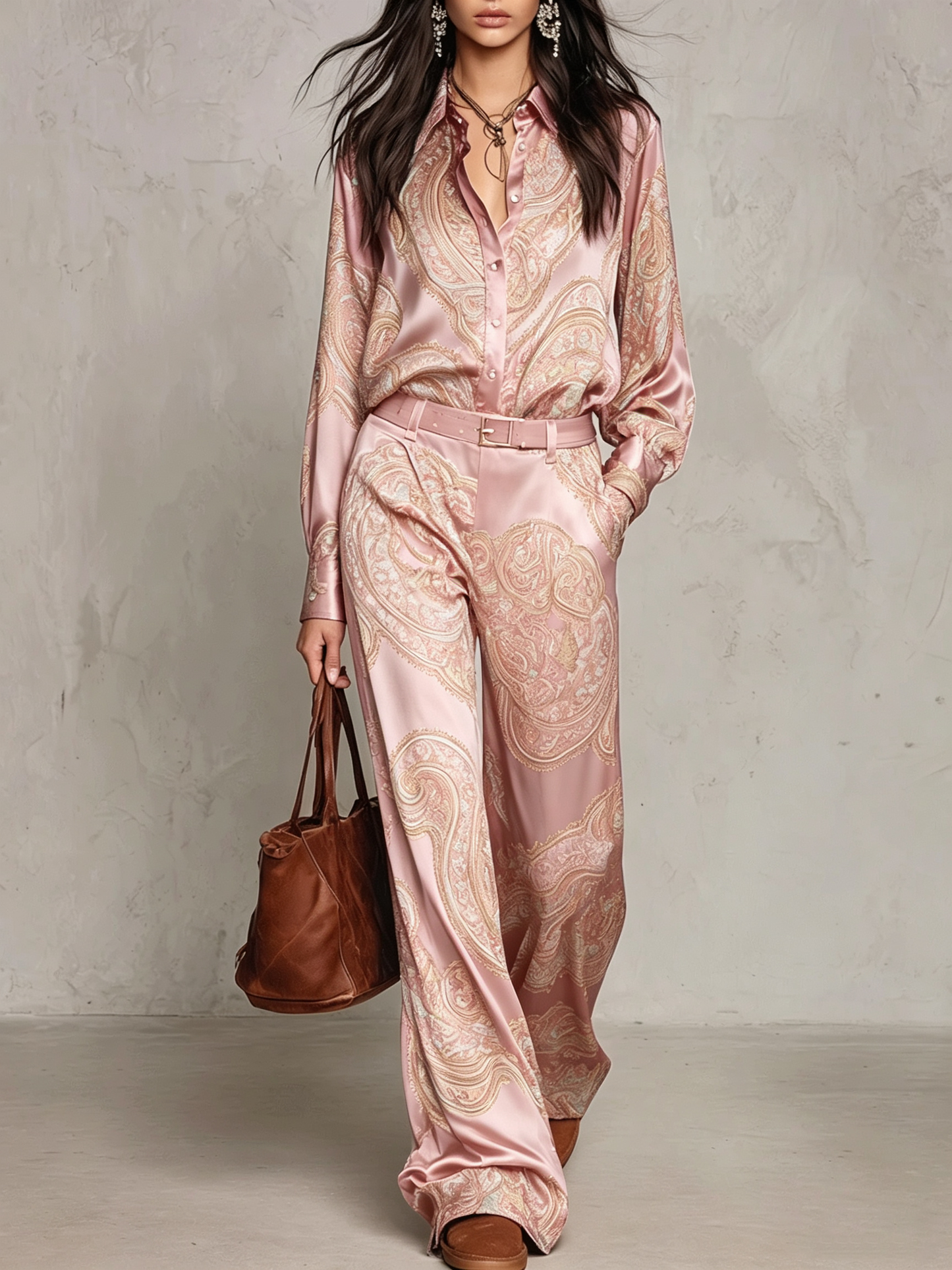 Completo Satin Paisley Borgogna