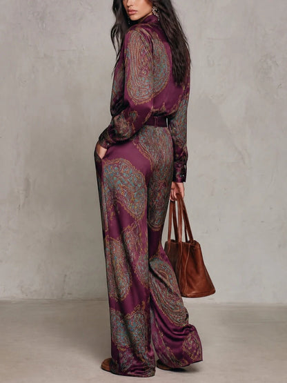 Completo Satin Paisley Borgogna