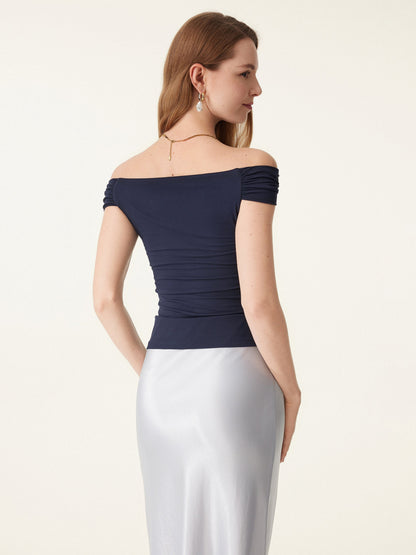 Set di 2 Pezzi Top Bra Multiuso & Gonna Midi A-line con Rouches - Set Versatile di Top e Gonna Midi A-line