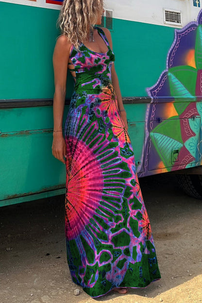 La Bamba - Comodo Abito Maxi Stretch con Stampa Tie-dye
