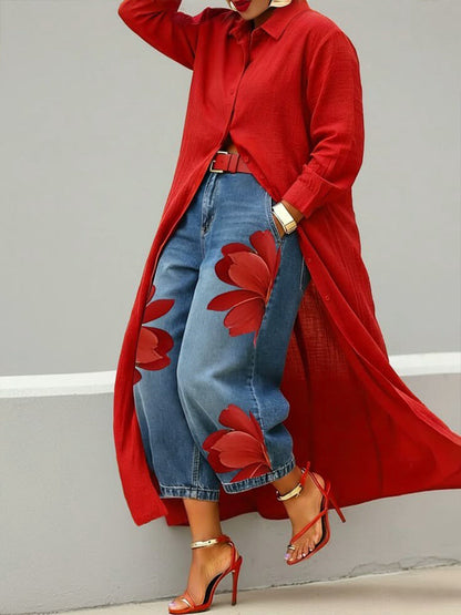 Fiore Rosso - Comodo Completo jeans + camicia 🌼