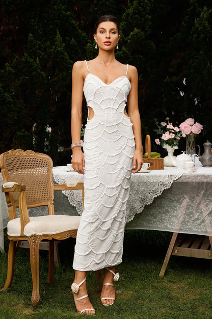 ELARA | Abito midi elegante lavorato con dettagli cut-out