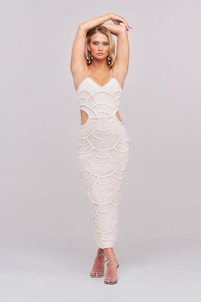 ELARA | Abito midi elegante lavorato con dettagli cut-out