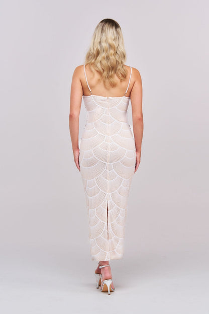 ELARA | Abito midi elegante lavorato con dettagli cut-out
