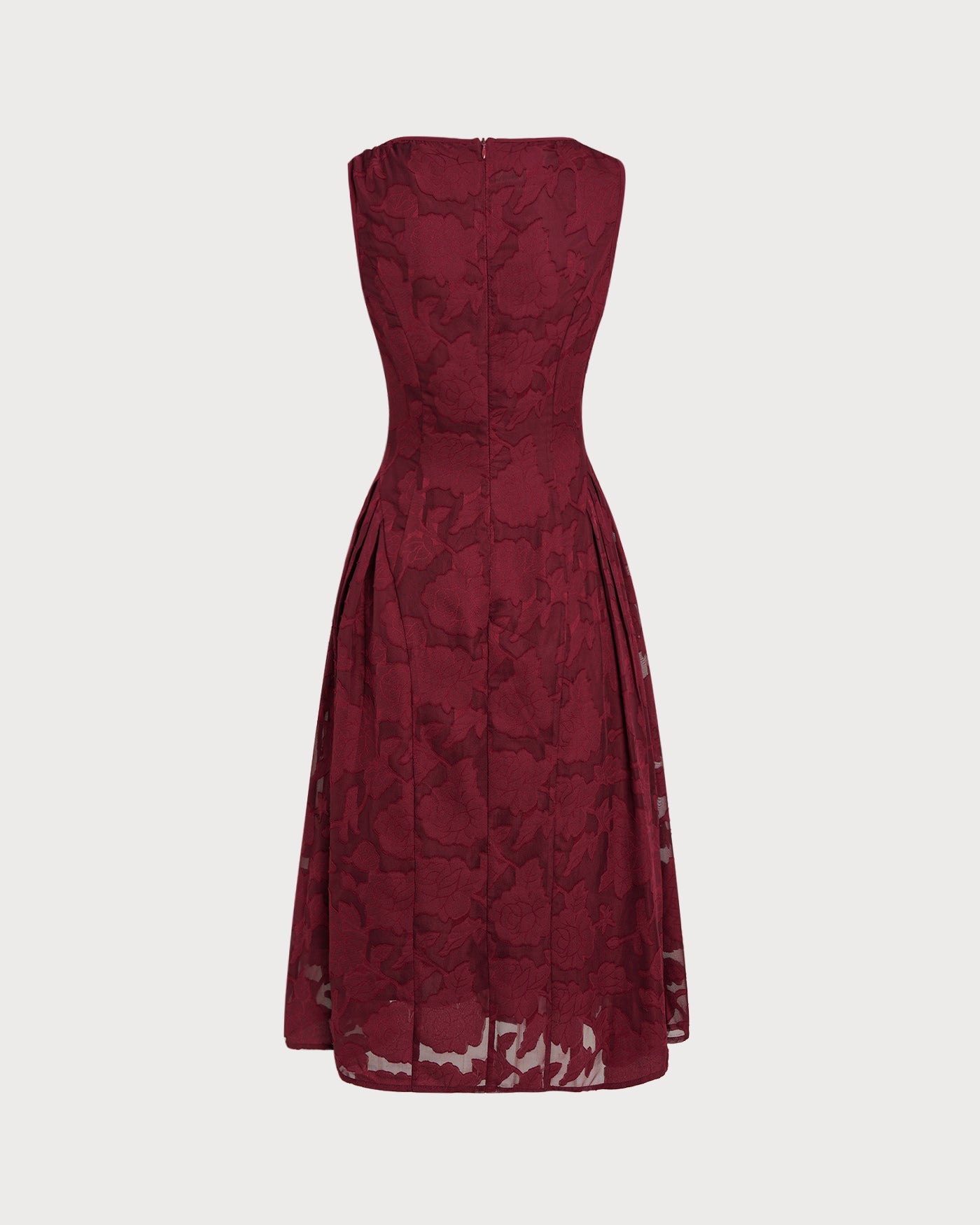 Abito Midi in Chiffon Jacquard Rosso Vivo